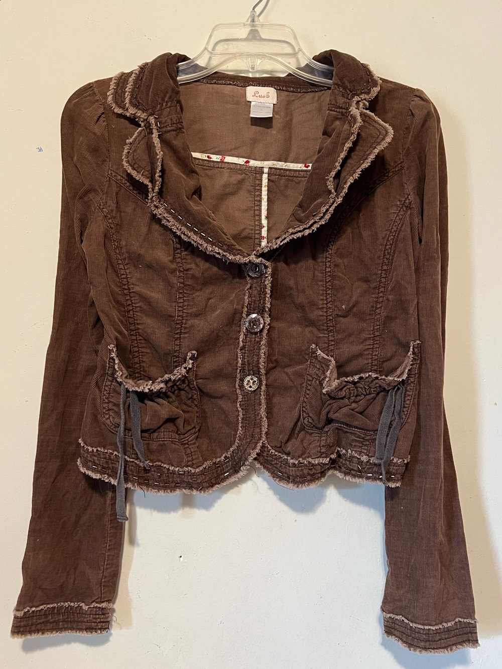 Lush Brown Ruffle-Trim Jacket